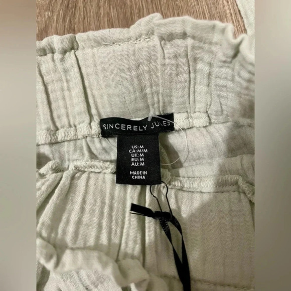Sincerely Jules Linen Pants Light Green Size Medium - Picture 2 of 4